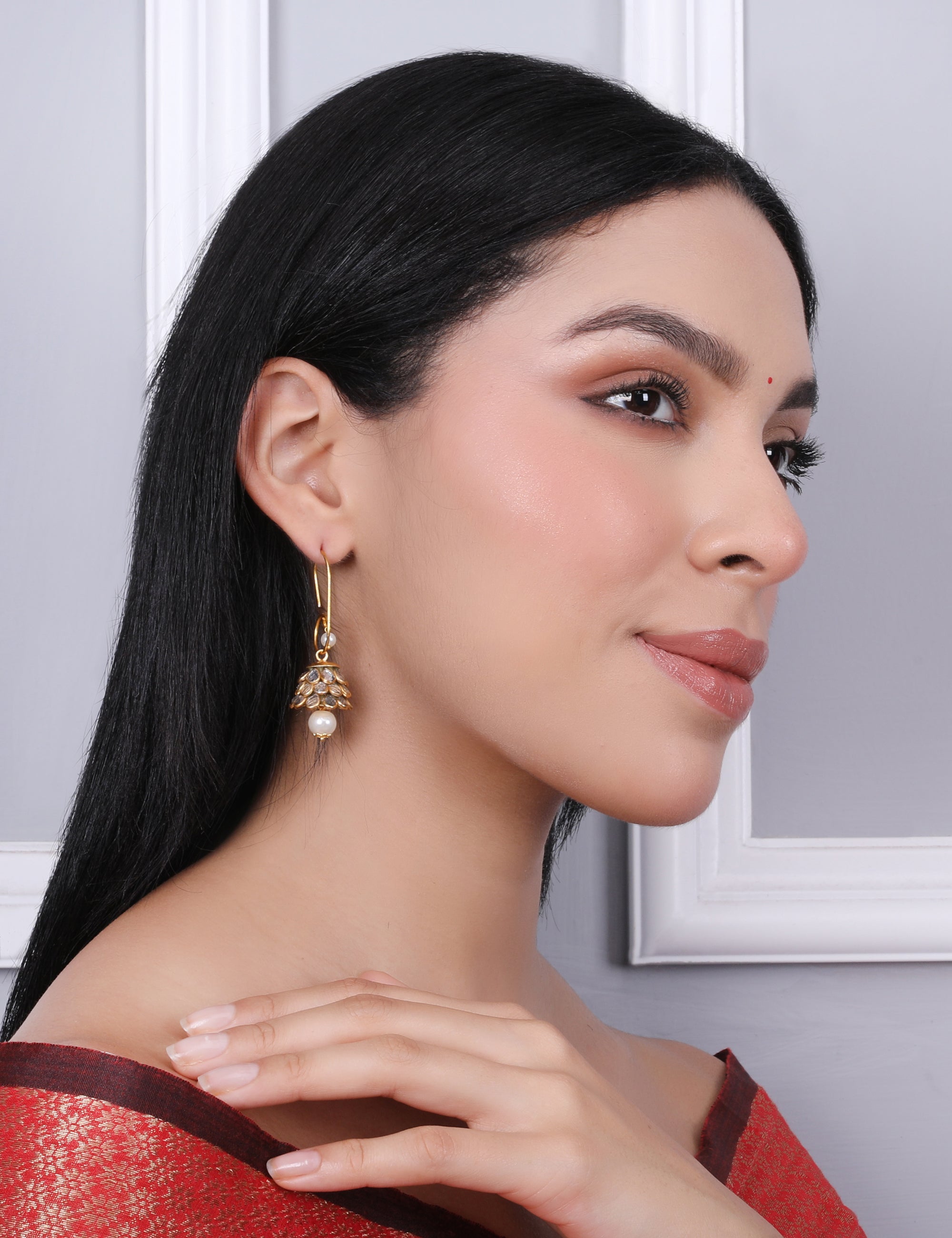 Anika Pachi Jhumka Earrings - Neutral - QUEENS JEWELS