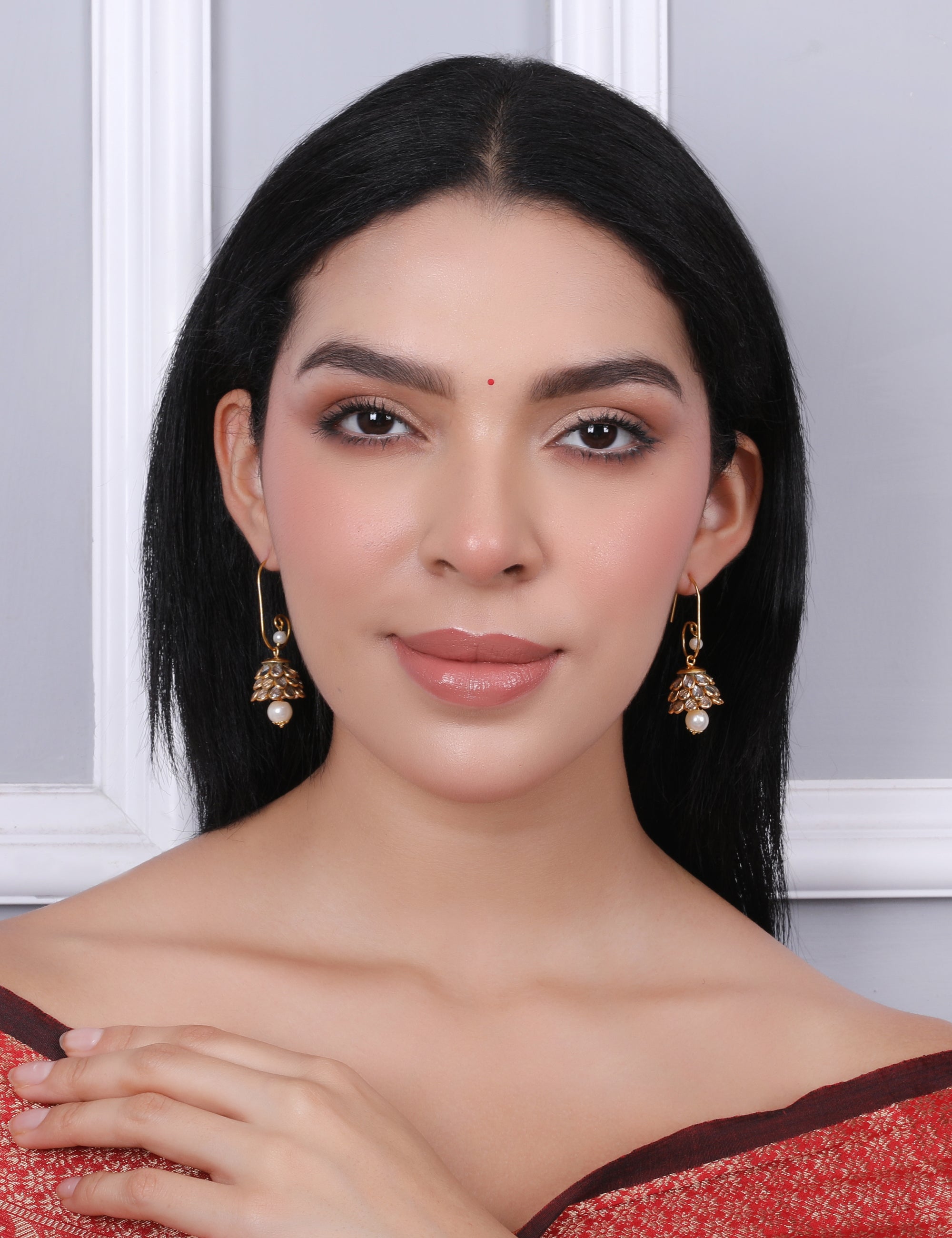 Anika Pachi Jhumka Earrings - Neutral - QUEENS JEWELS