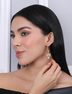Anika Pachi Jhumka Earrings - White - QUEENS JEWELS 