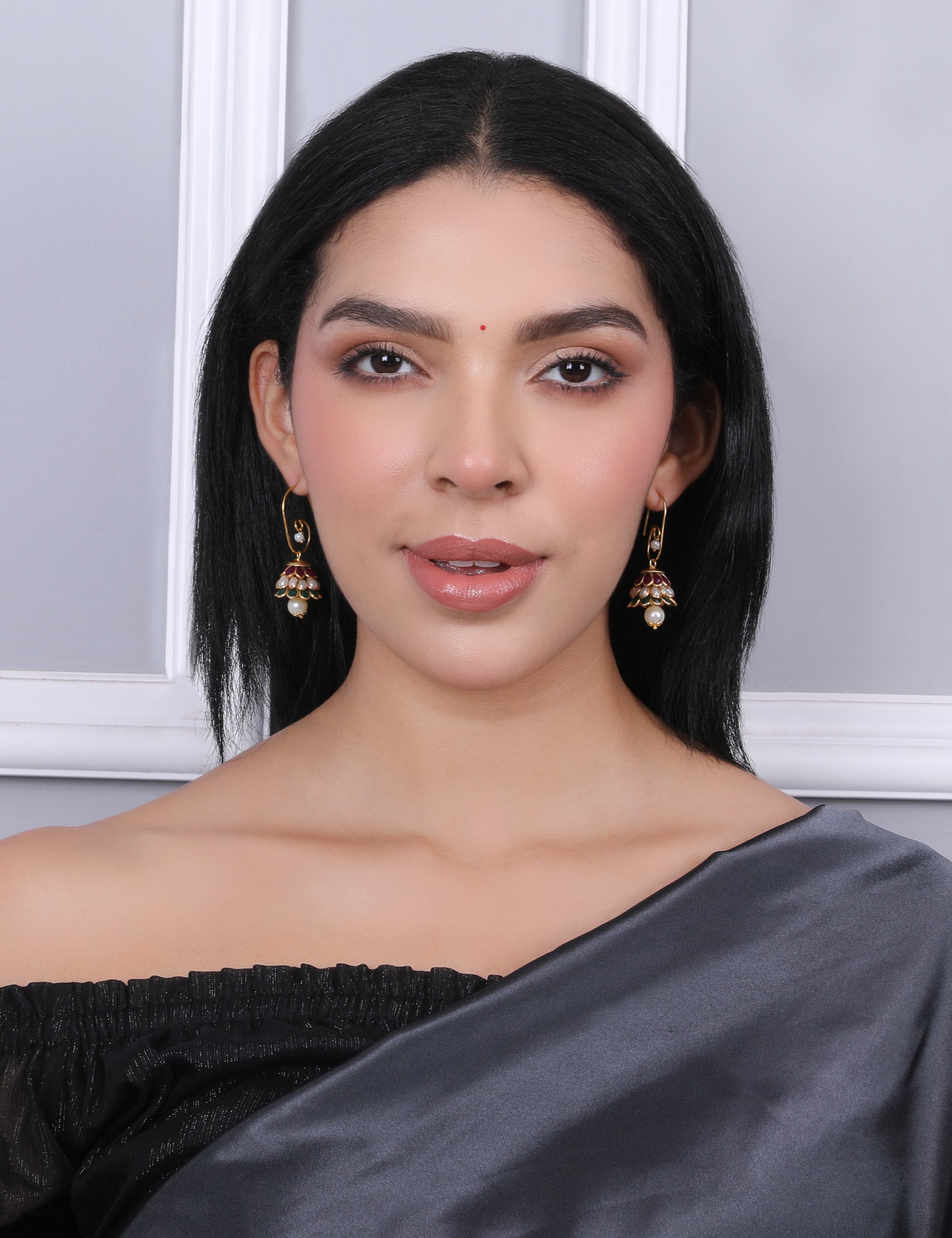 Anika Pachi Jhumka Earrings - Multicolor - QUEENS JEWELS