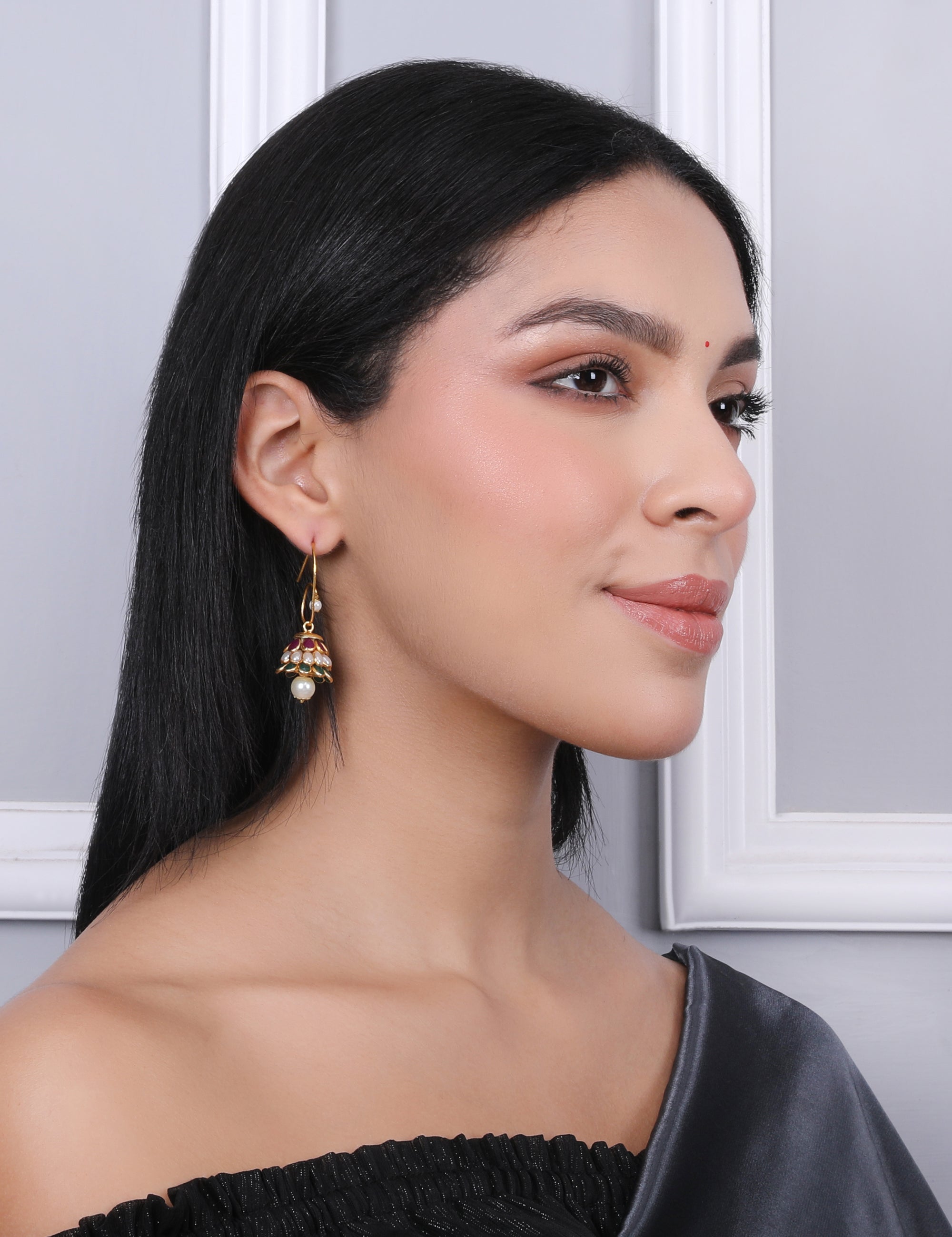 Anika Pachi Jhumka Earrings - Multicolor - QUEENS JEWELS