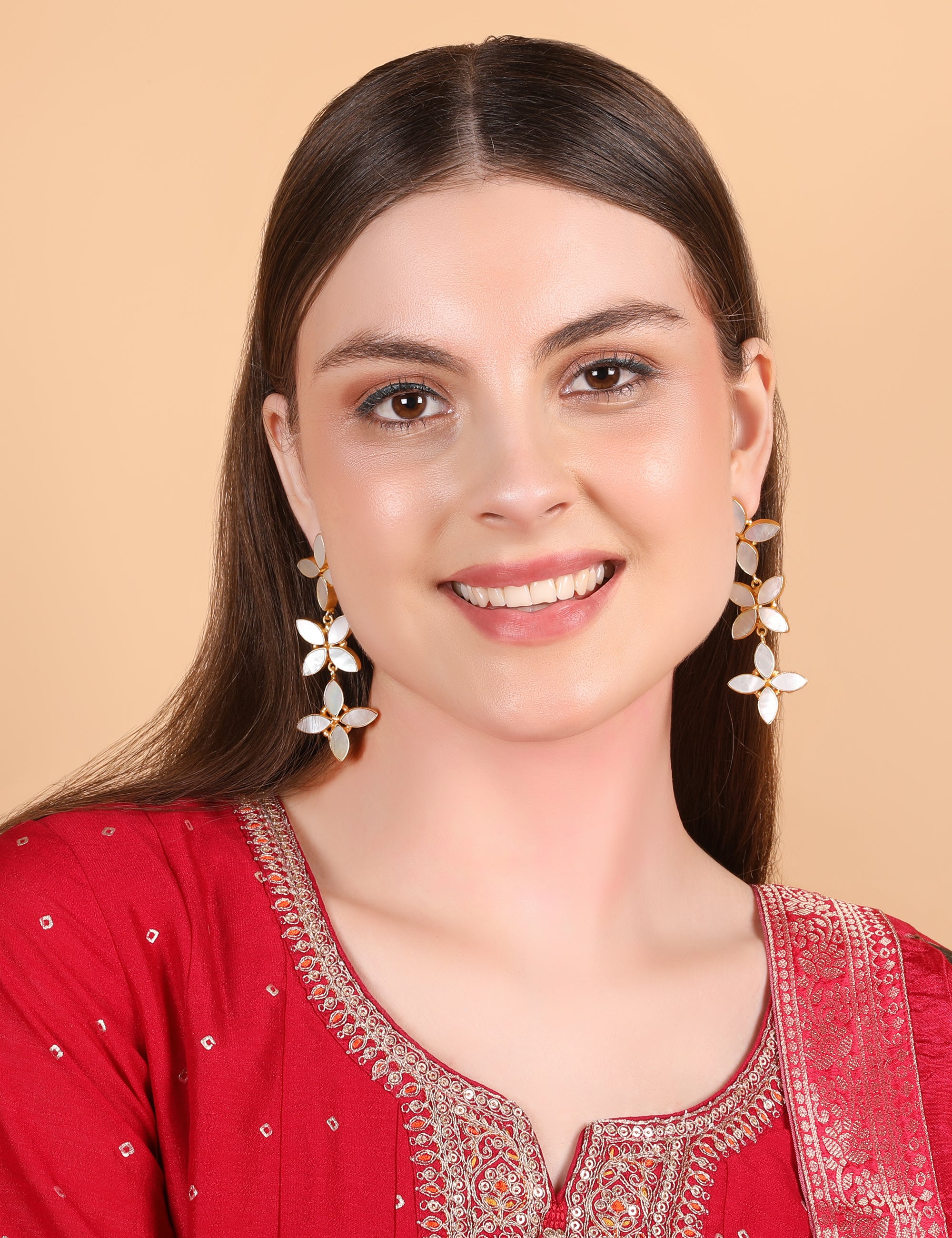 White Blossom Dangle Earrings - QUEENS JEWELS