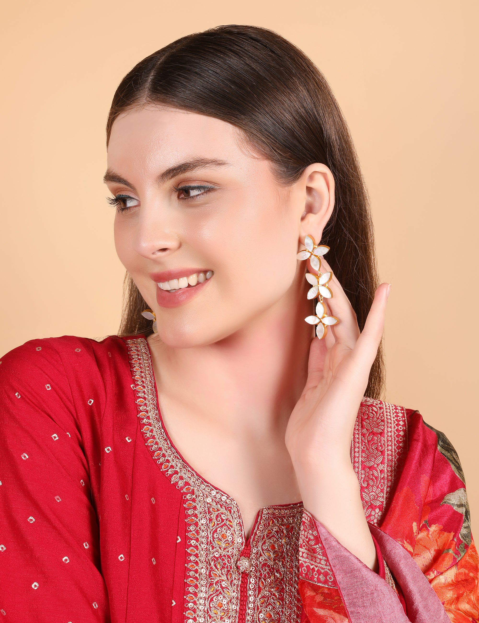 White Blossom Dangle Earrings - QUEENS JEWELS