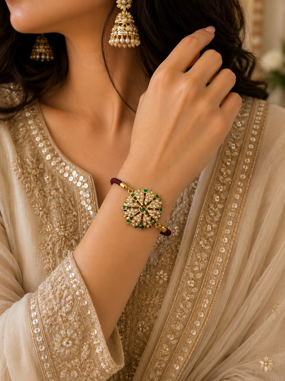 Maroon Jadau Rakhi