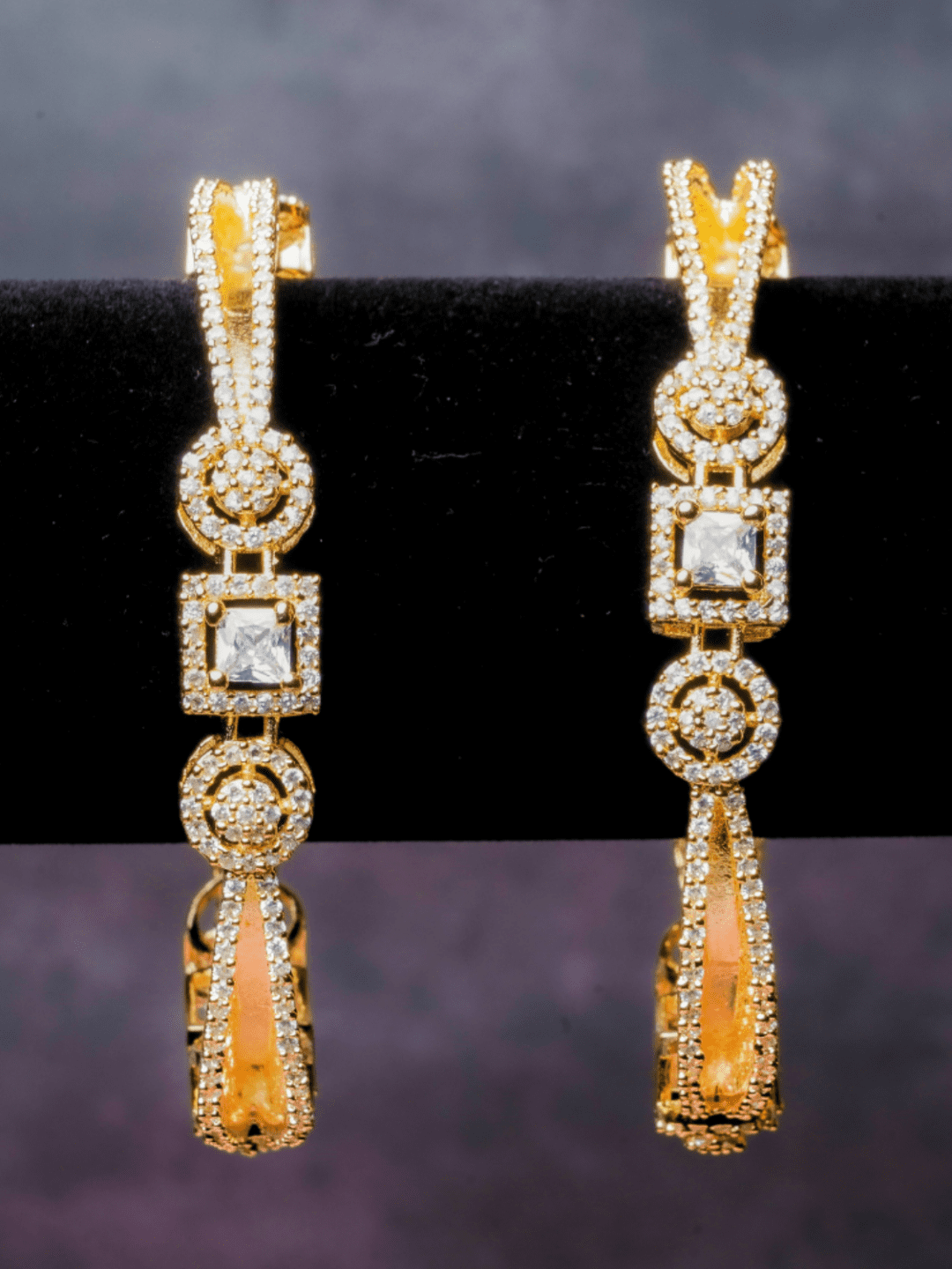 Maryam Gold American Diamond Bangle Pair - QUEENS JEWELS