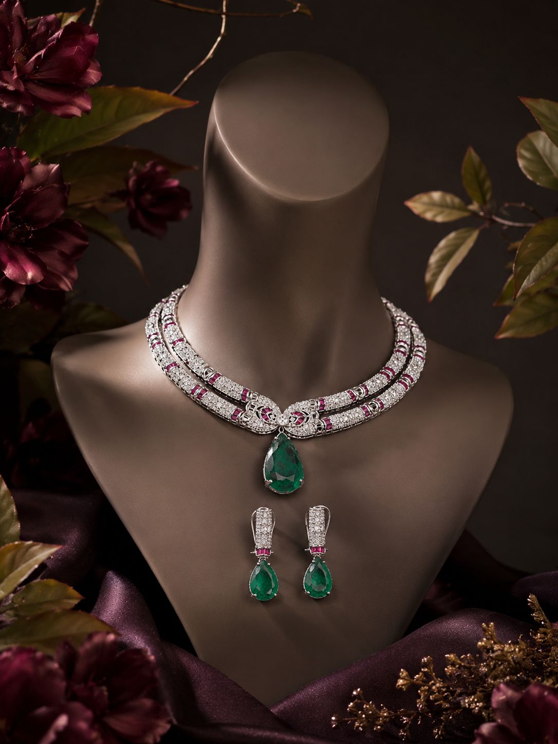 Emerald Royale Necklace Set - QUEENS JEWELS 