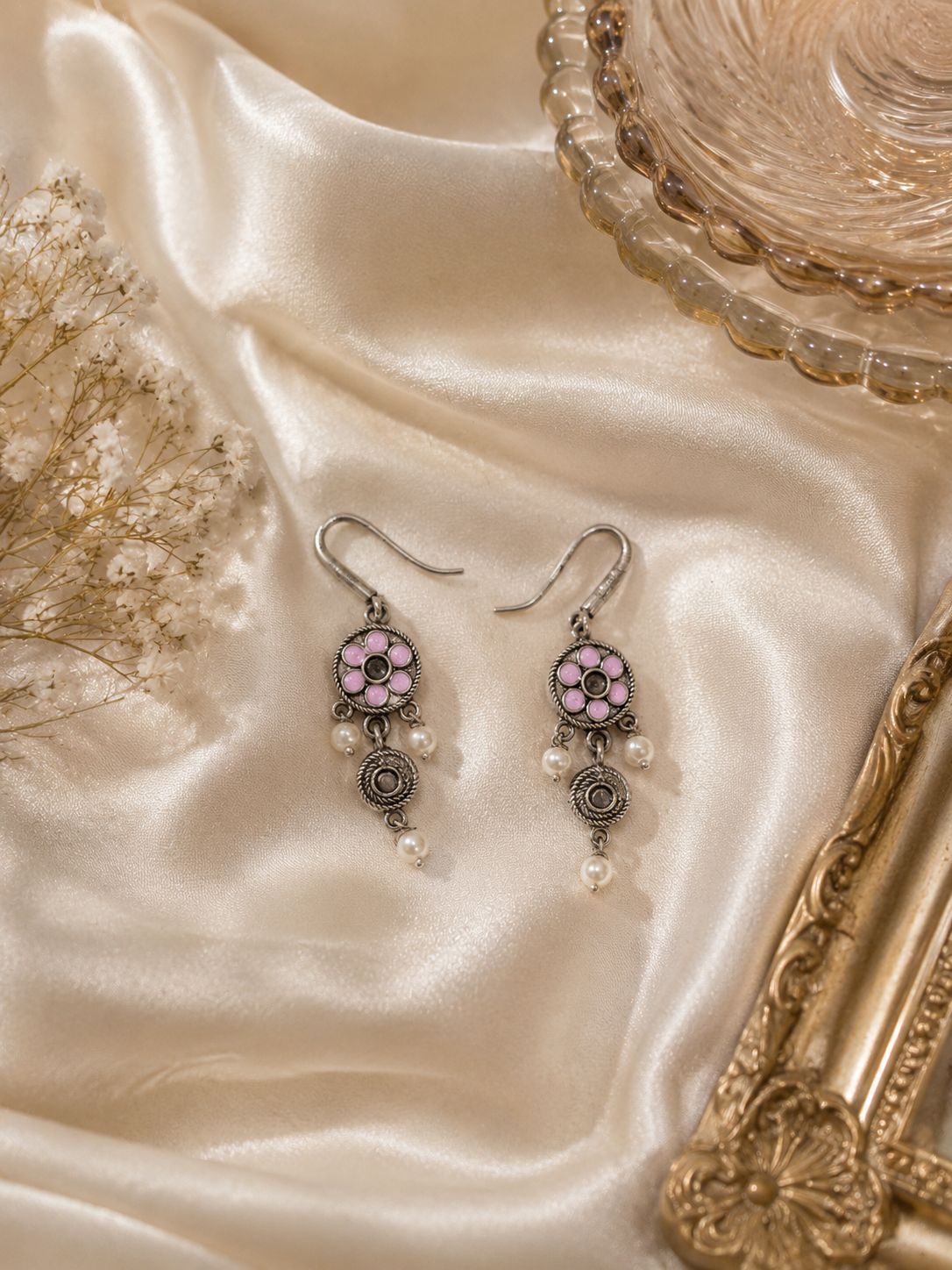 Pink Petal Drop Earring