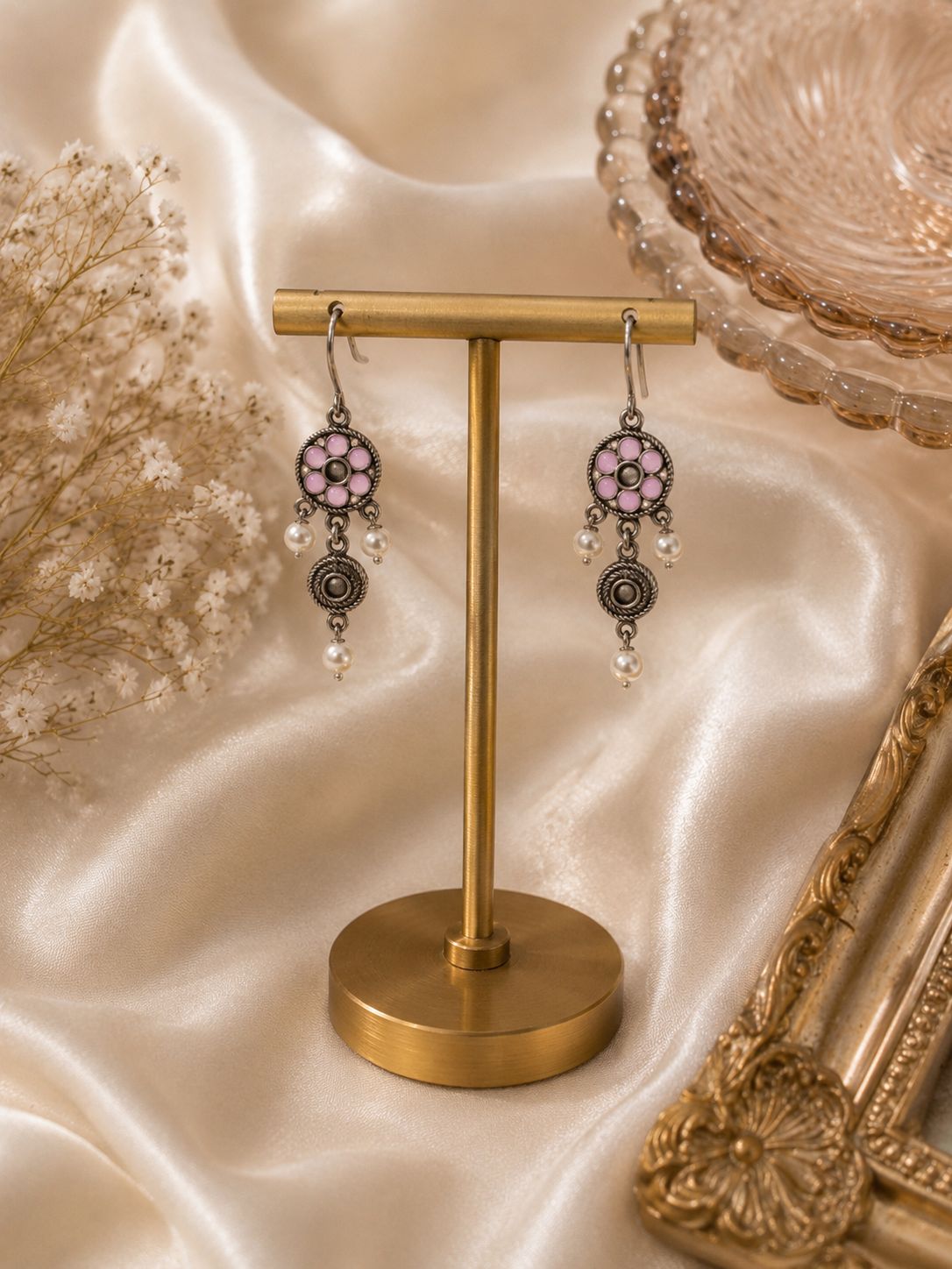 Pink Petal Drop Earring