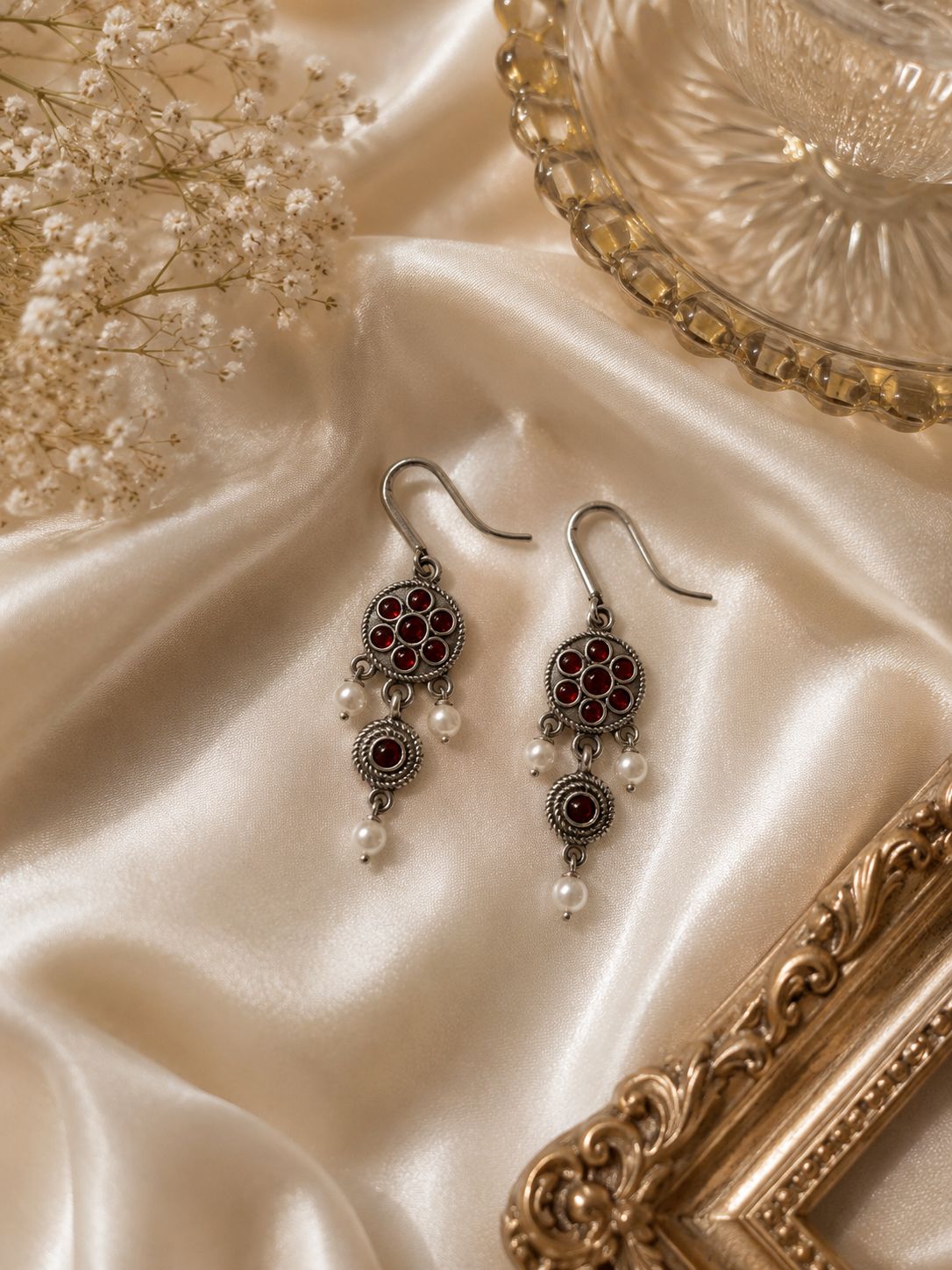 Red Petal Drop Earring