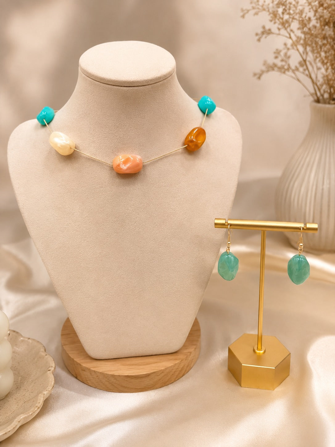 Pastel Necklace Set with Earrings 