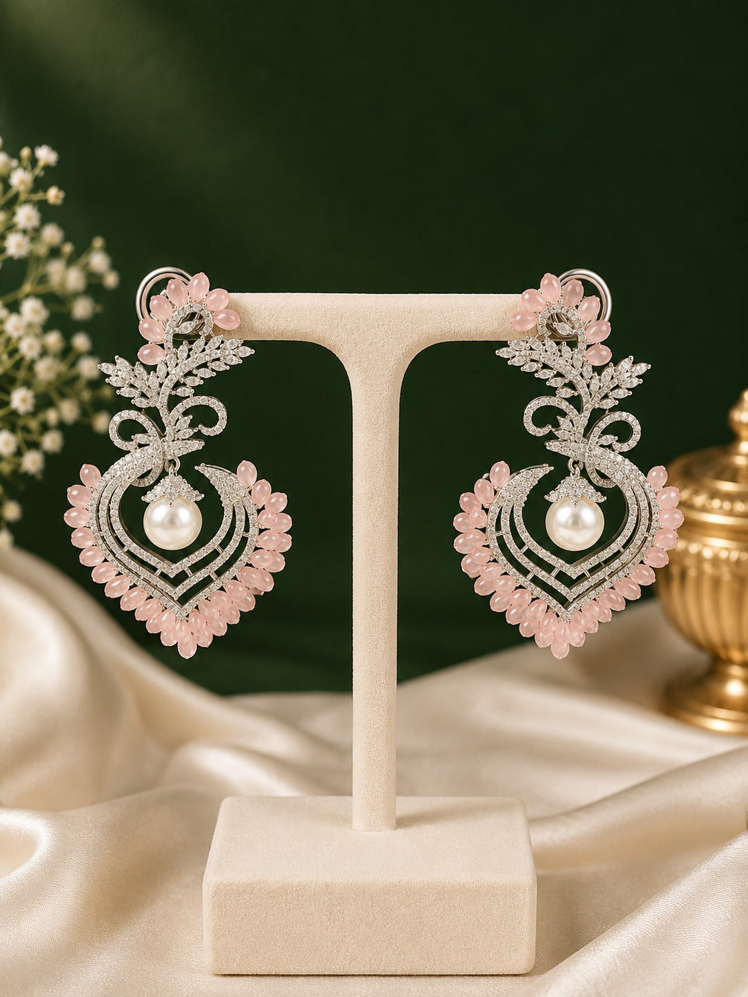 Pink Blossom Pearl Earrings 