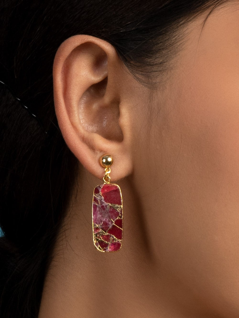 Ruby red mohave mini dangler earrings