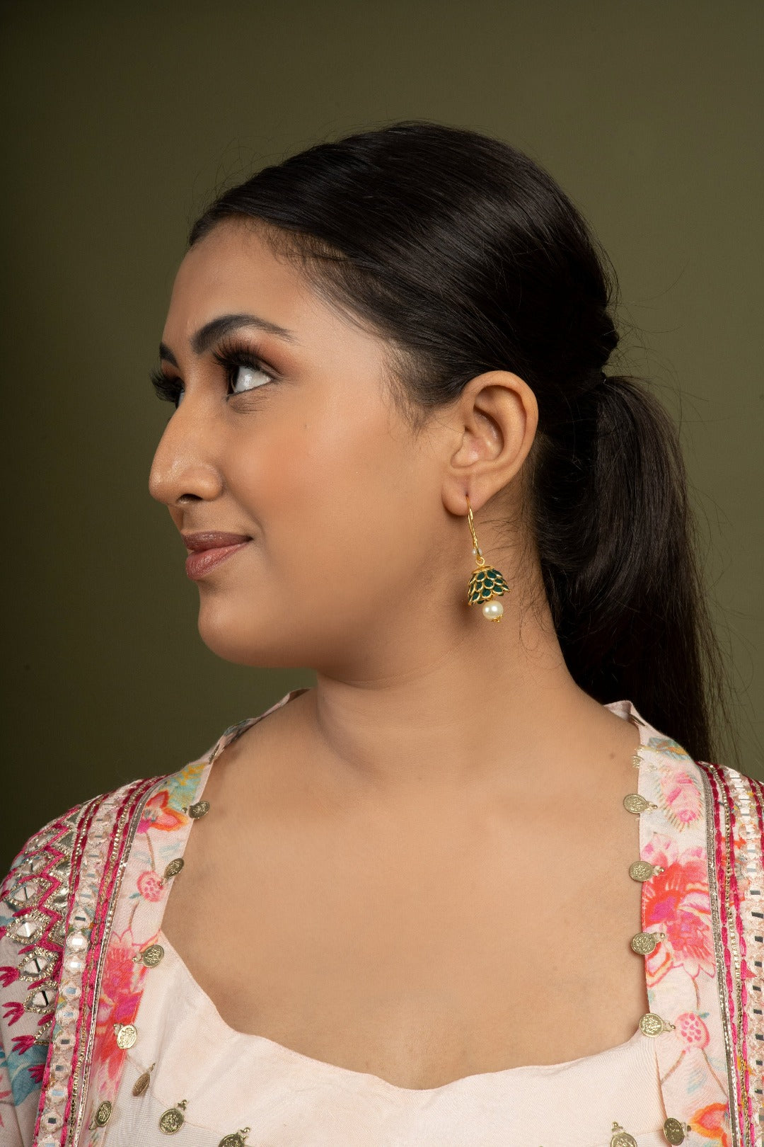 Anika Pachi Jhumka Earrings - QUEENS JEWELS