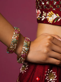 Jadau Navratan Bangles - QUEENS JEWELS