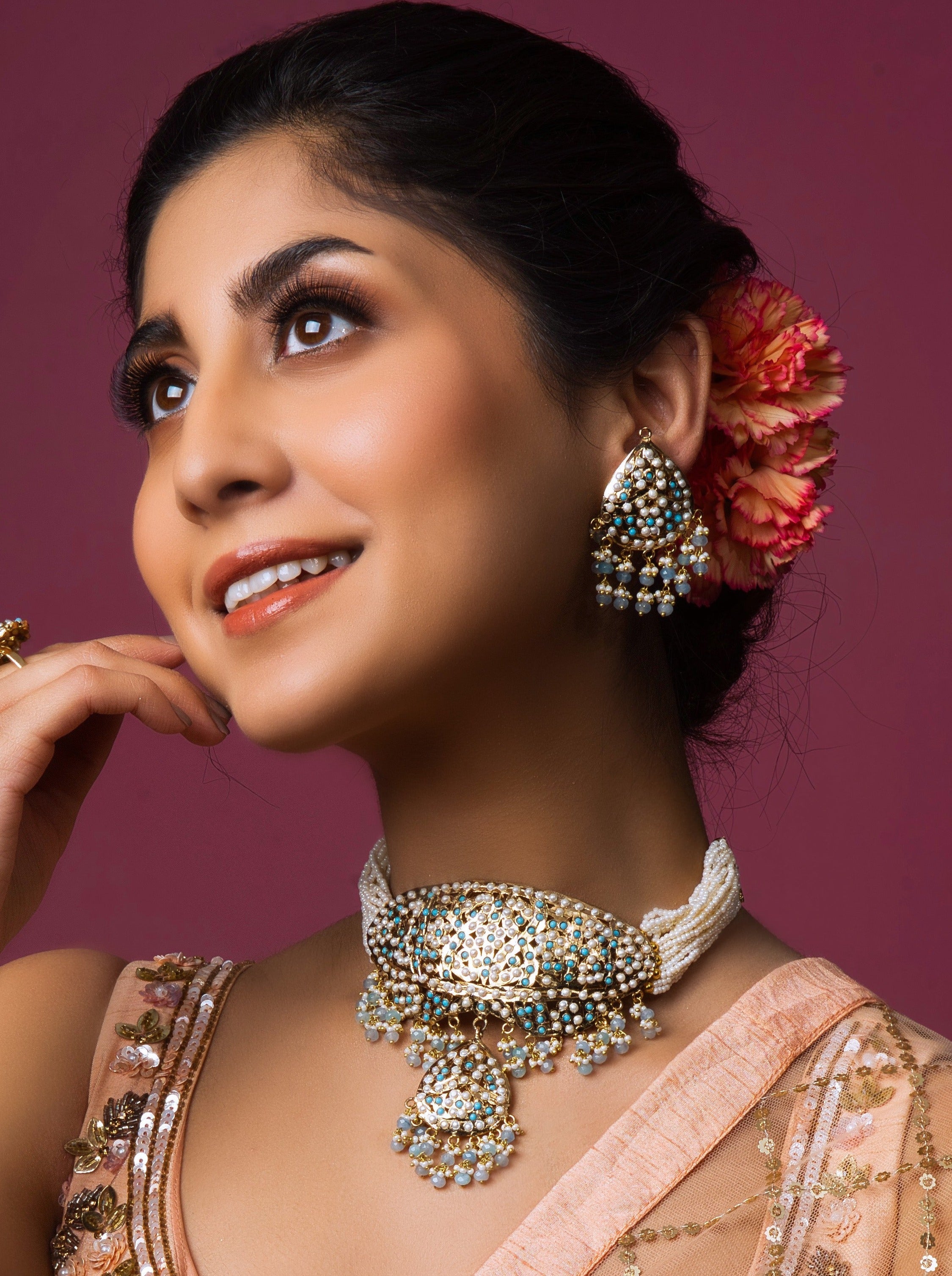 Feroza Jadau Choker Set: Handcrafted elegance, a nod to Indian heritage.