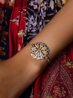 Opulent Feroza Jadau Bracelet/Rakhi - QUEENS JEWELS