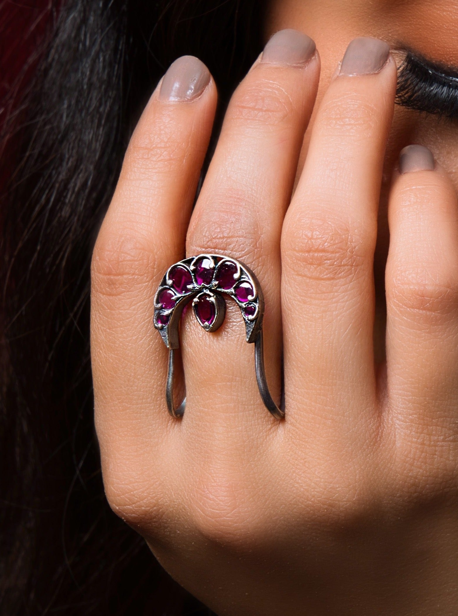 Elevate your style with our Radiant Moon Shape Ring, a unique and artisan-crafted jewel.