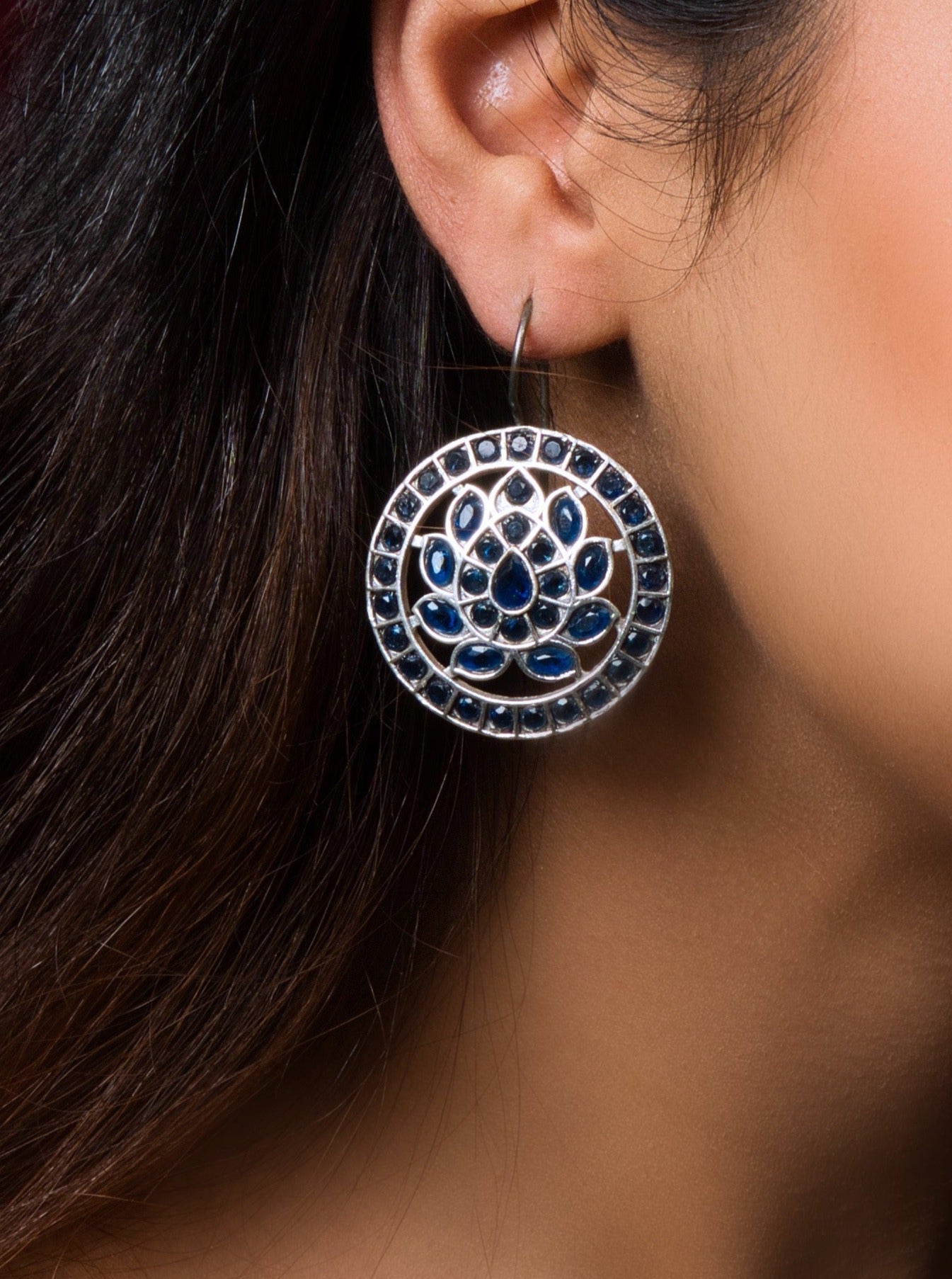 Charming Blue Oxidized Earrings - QUEENS JEWELS