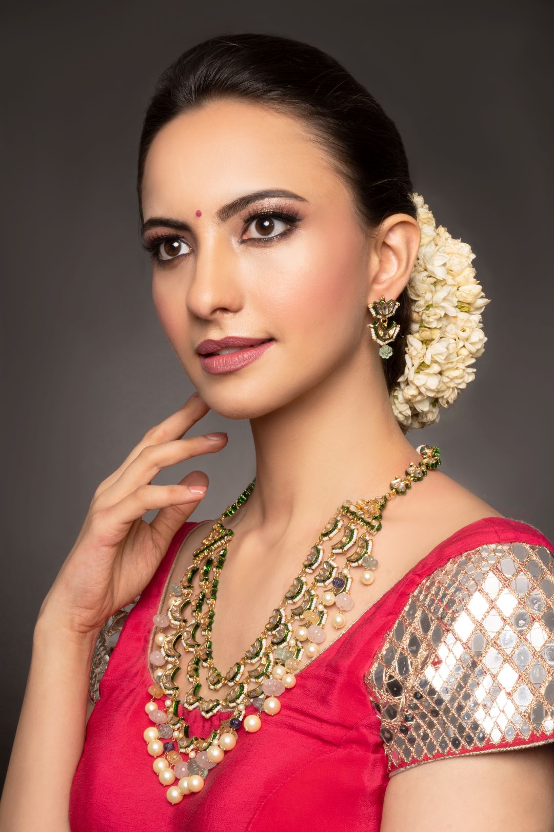 Multilayer with Pearl Drops Long Kundan Necklace with Earrings - QUEENS JEWELS