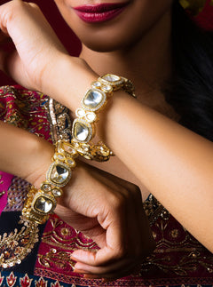 Kundan American Diamond Bangle Pair - QUEENS JEWELS 