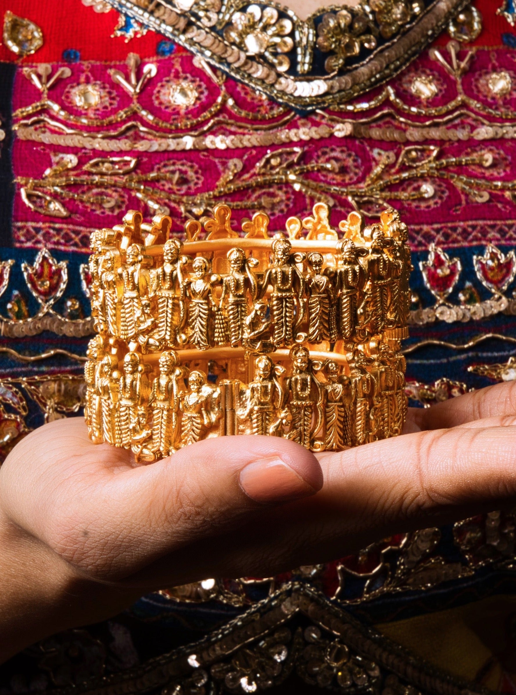 Heritage Gold-Plated Ram Sita Bangles Pair - QUEENS JEWELS