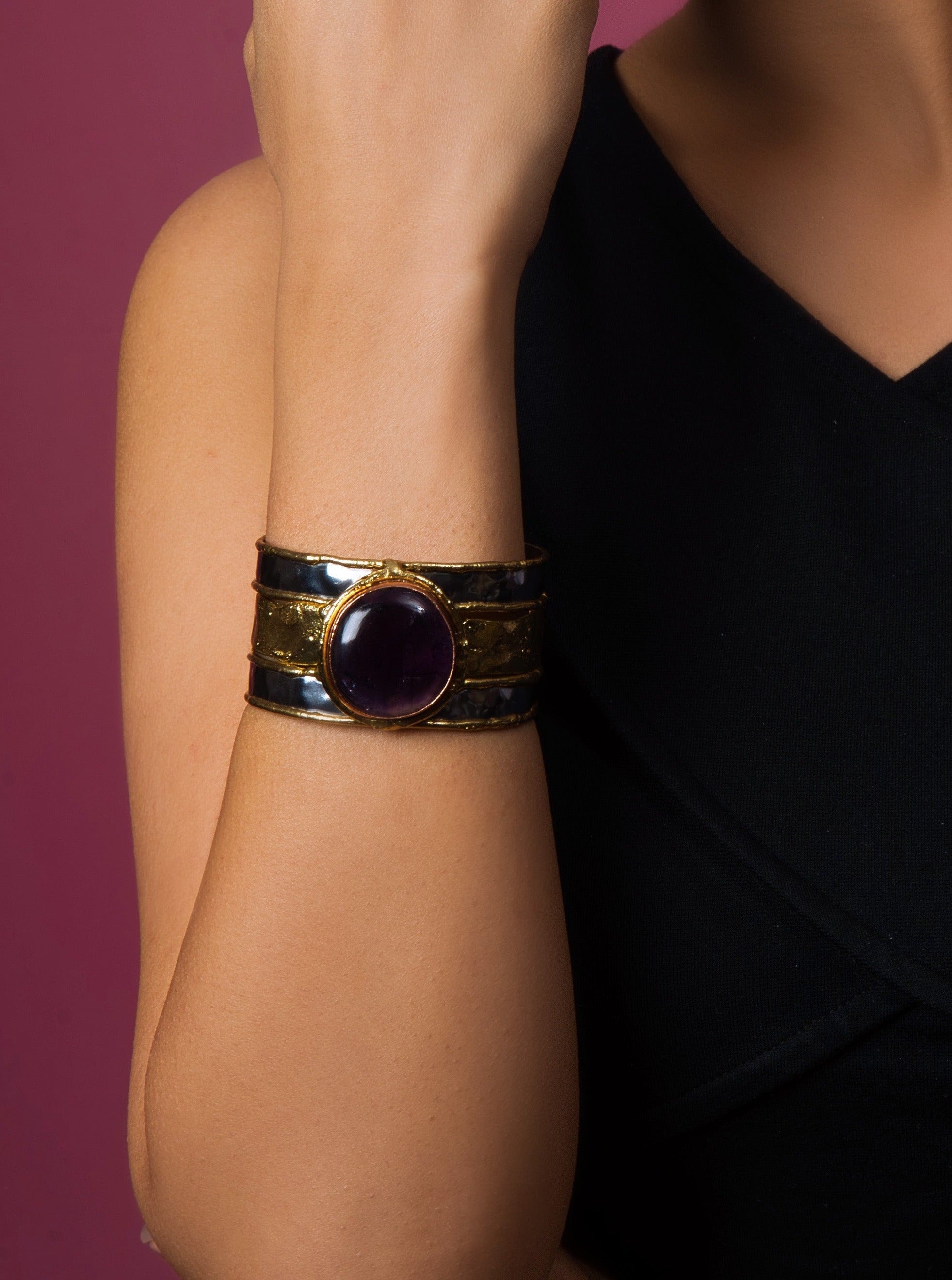 Midnight Black Onyx Cuff - QUEENS JEWELS