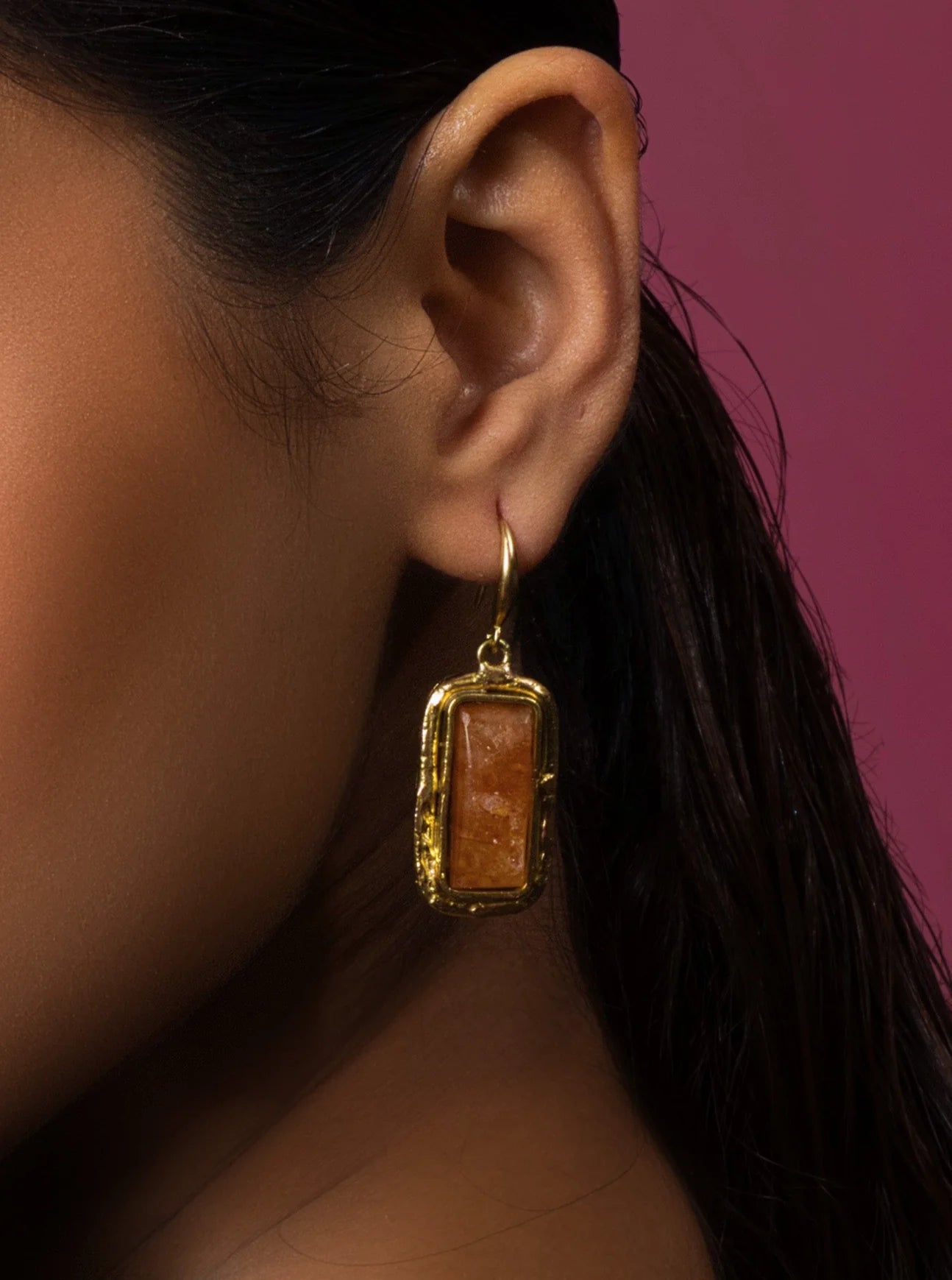 Golden Yellow Jasper Gemstone Earrings - QUEENS JEWELS