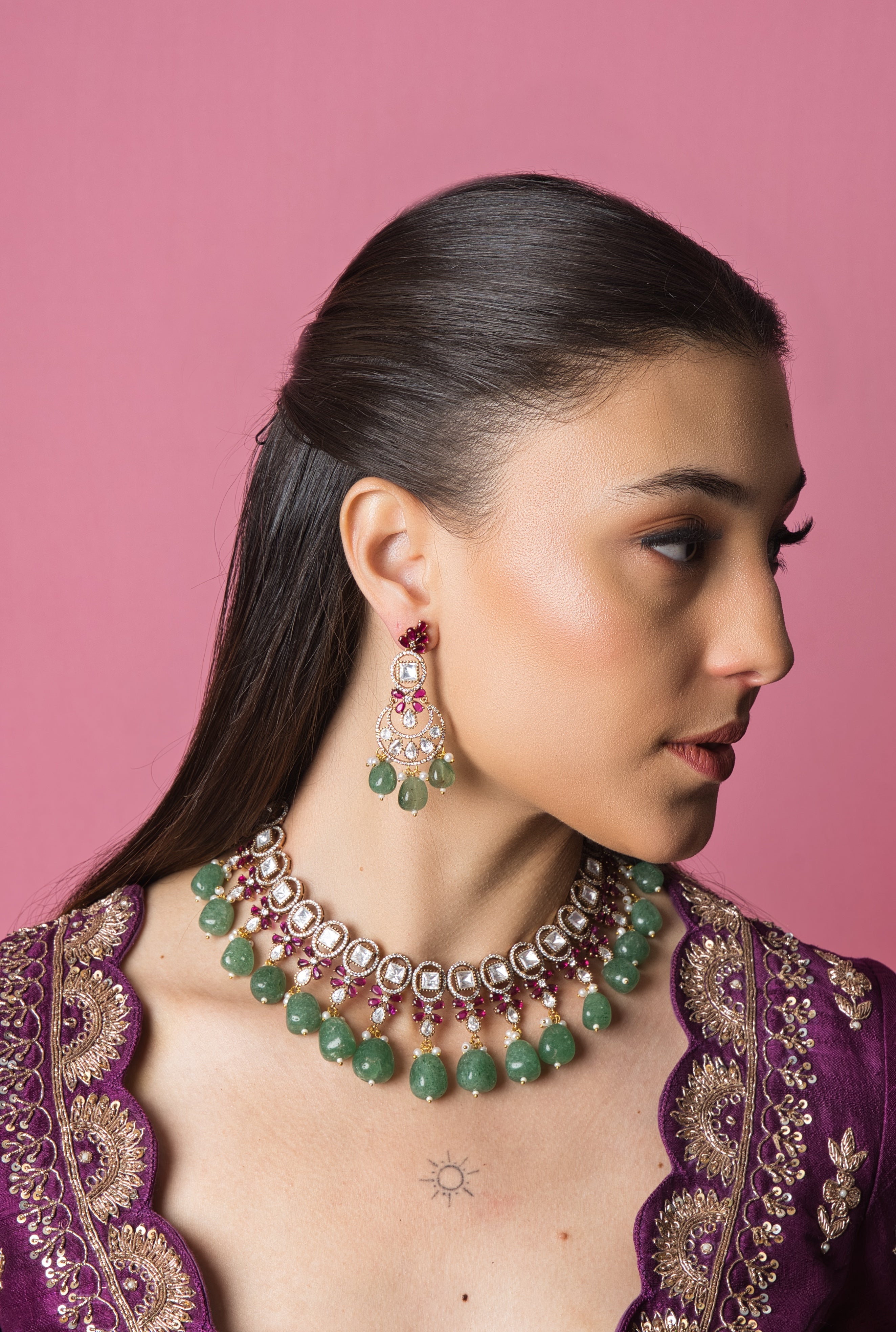 Elegant Necklace and Earring Set: Hand-crafted with personalized details, our artisanal jewelry elevates your style with unique and artistic designs.