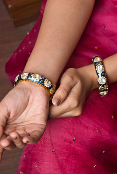 Meena Kundan Bangle Pair D1 - QUEENS JEWELS