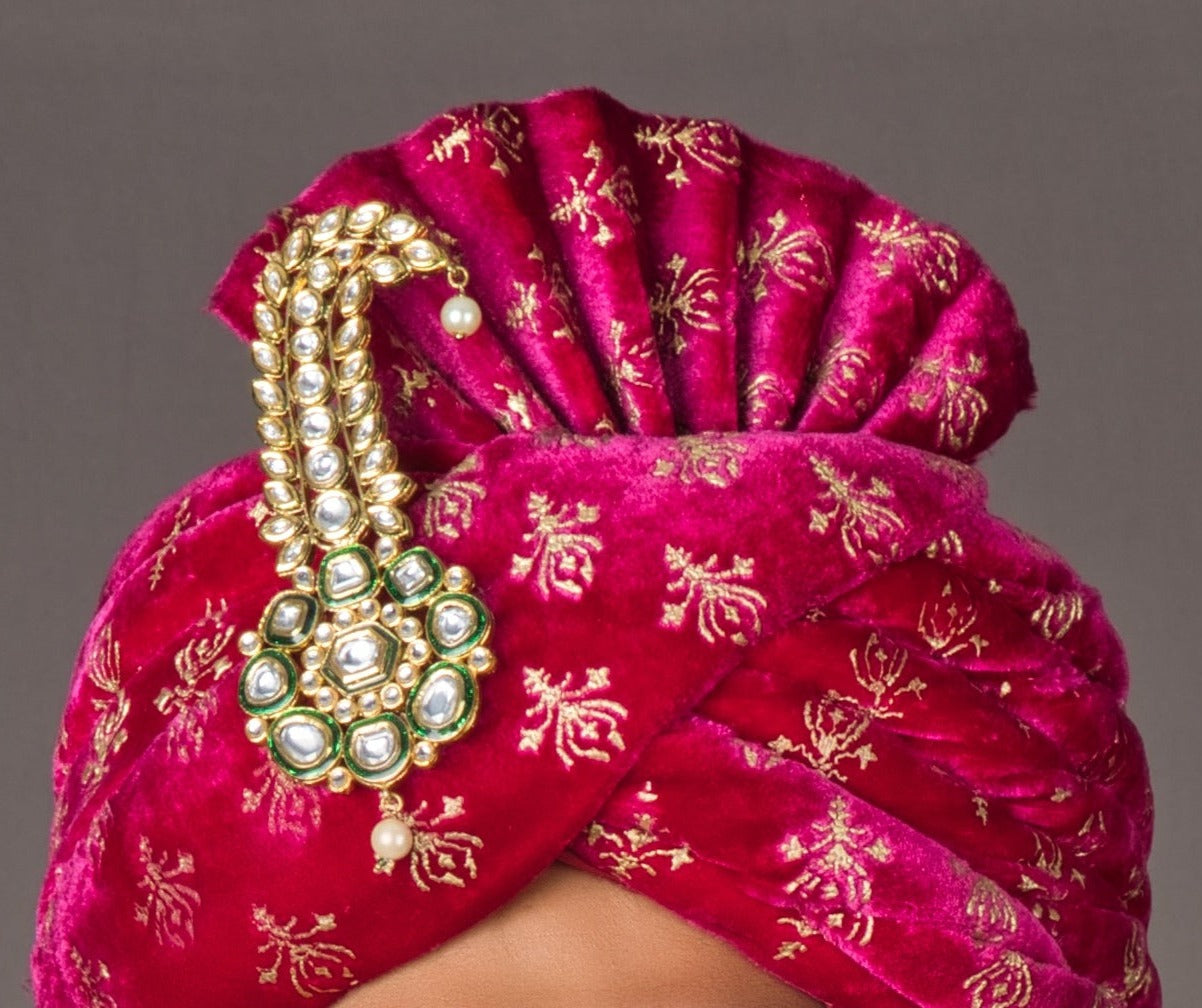 Elegant Traditional Kalgi with Pearl Accents - QUEENS JEWELS