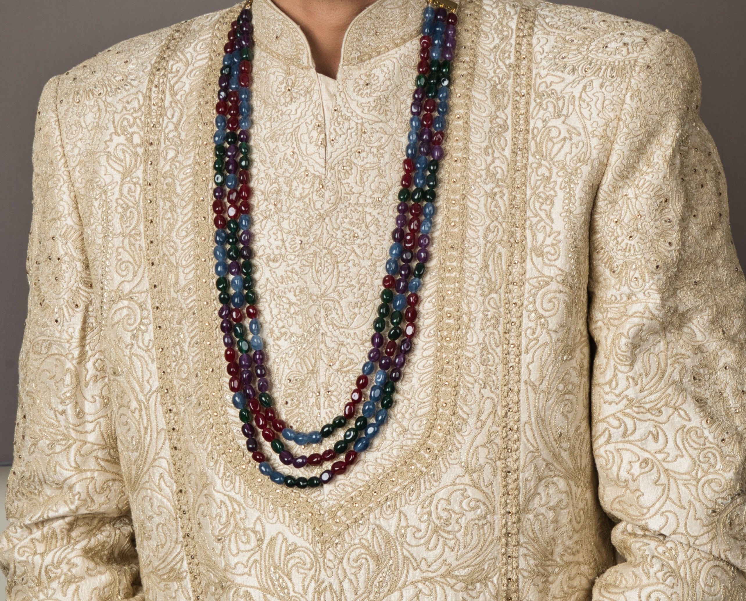 Multicolor Groom's Sherwani Necklace - QUEENS JEWELS 