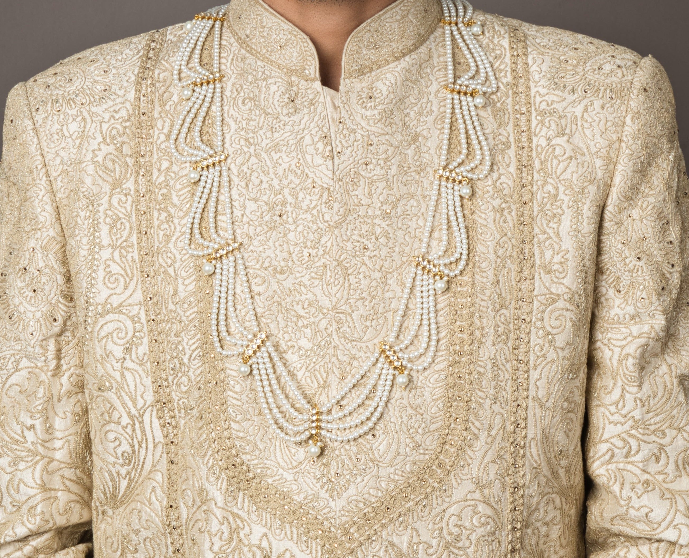 Classic Pearl Groom Choker with Kundan detailing - QUEENS JEWELS 