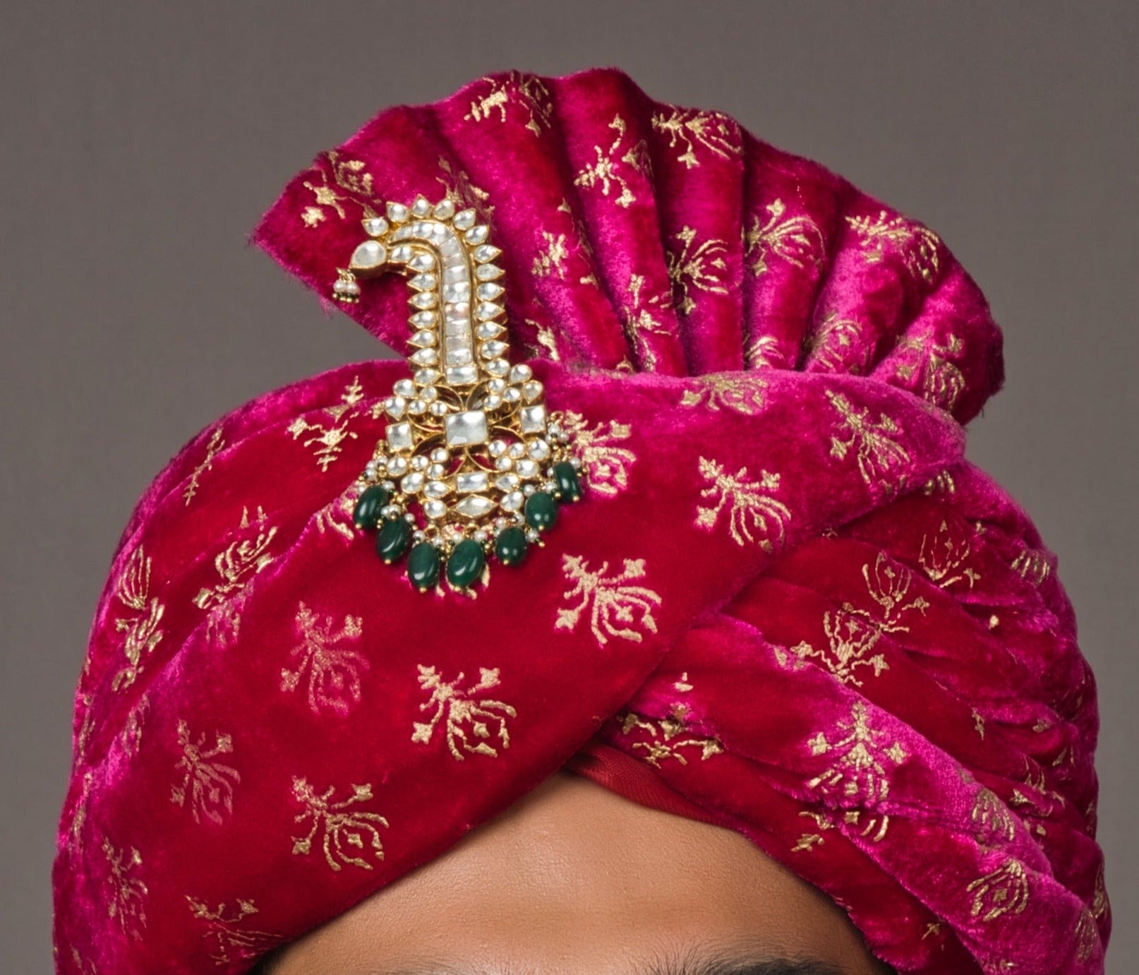 Gold-Plated Pachi Kundan Kalgi for Grooms - QUEENS JEWELS