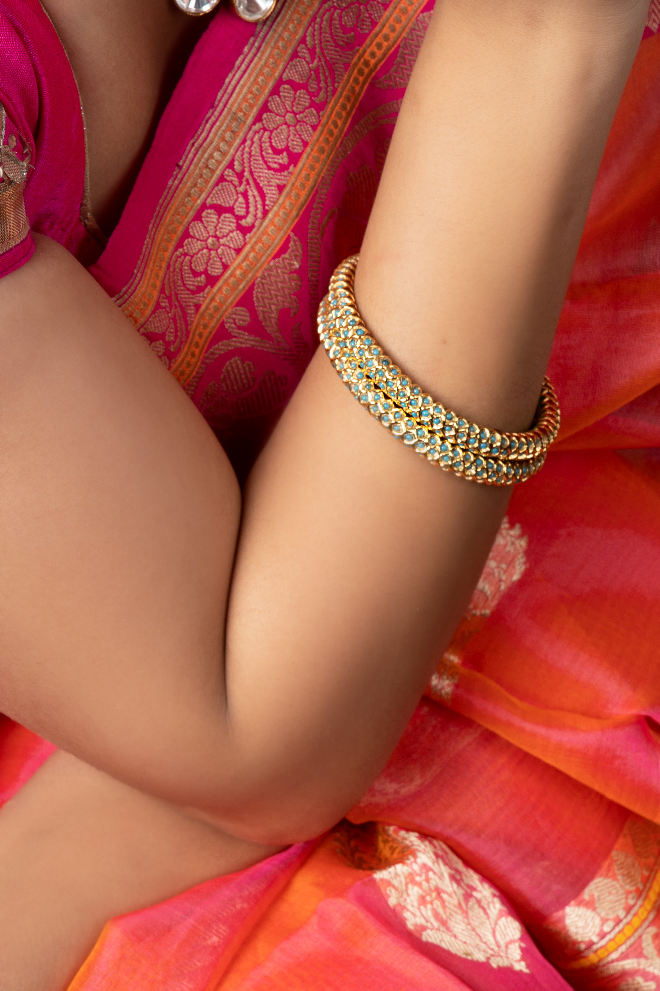 Handmade Feroza Sonamoti Bangles Pair with traditional design, ideal for festive occasions, showcasing timeless elegance and sophistication.