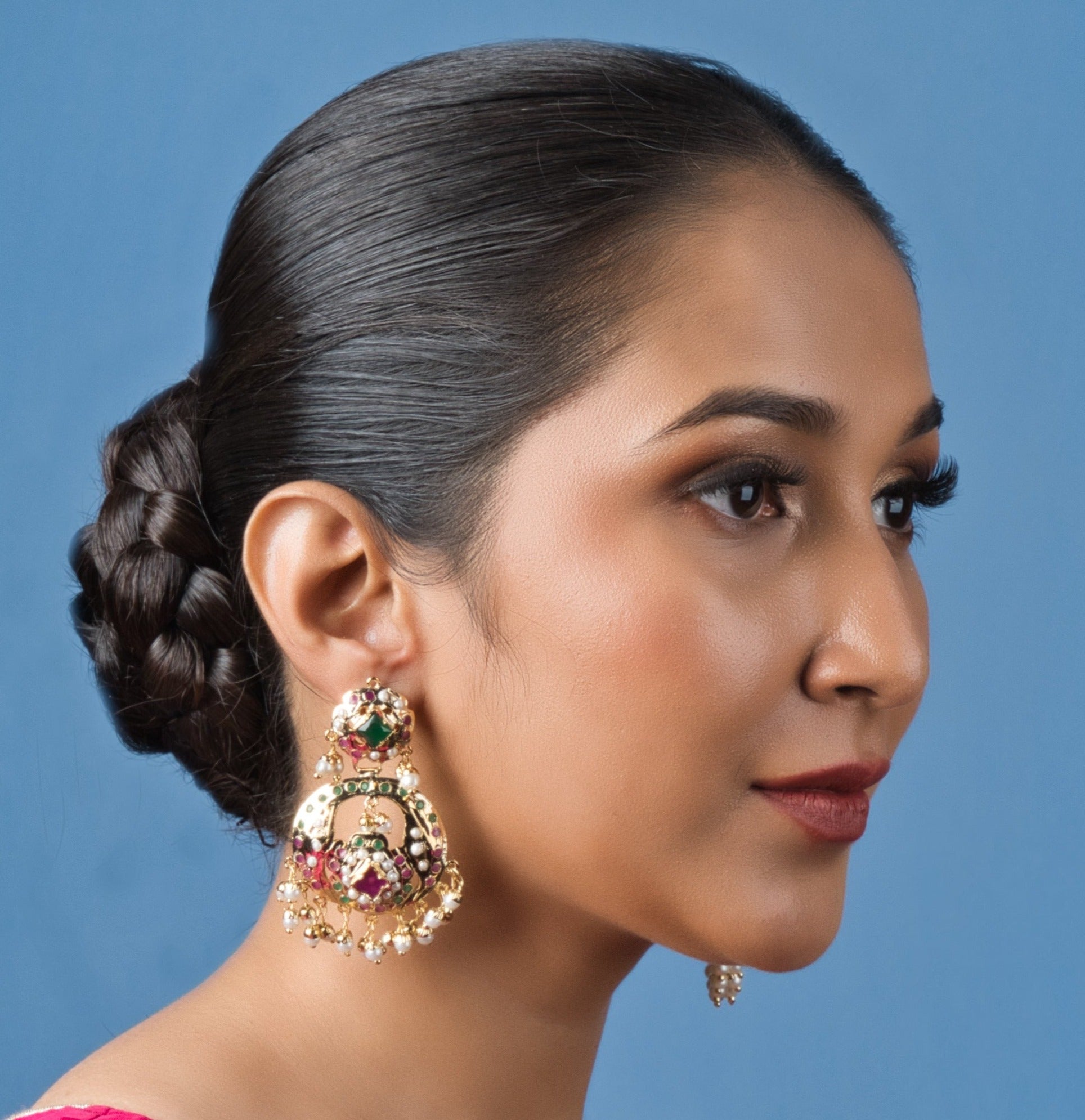 Multicolor Jadau Earrings: Regal ethnic vintage-inspired jewelry with ornate details, perfect for royalty!