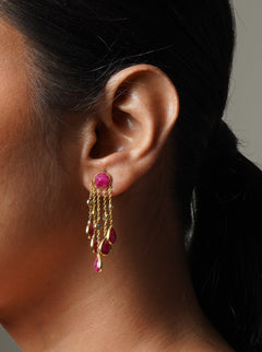 Pink Petal Drop Earrings - QUEENS JEWELS