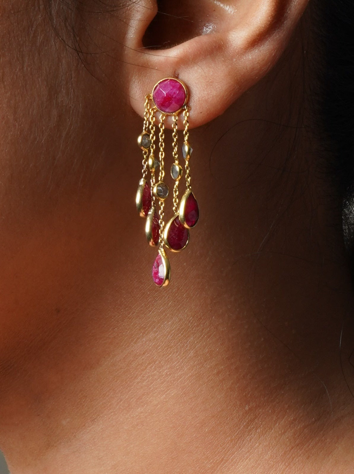 Pink Petal Drop Earrings - QUEENS JEWELS