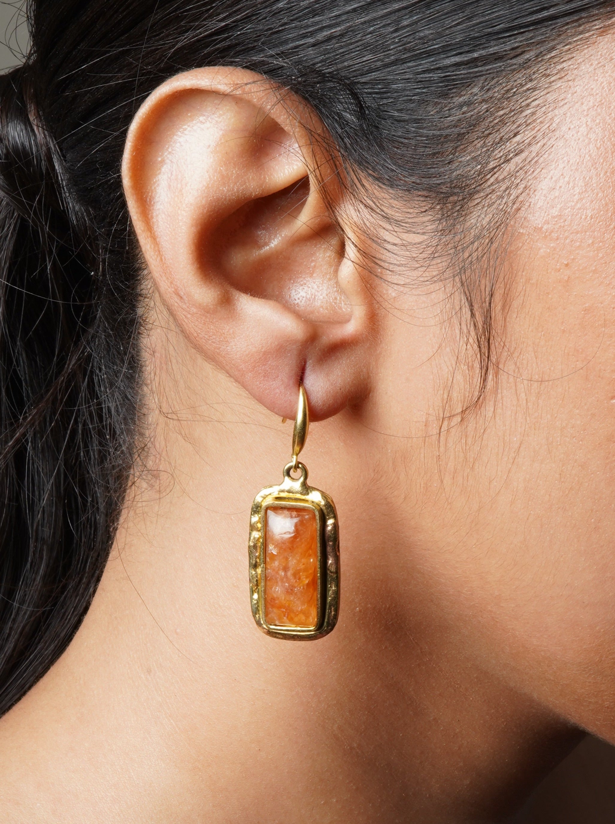 Golden Yellow Jasper Gemstone Earrings - QUEENS JEWELS