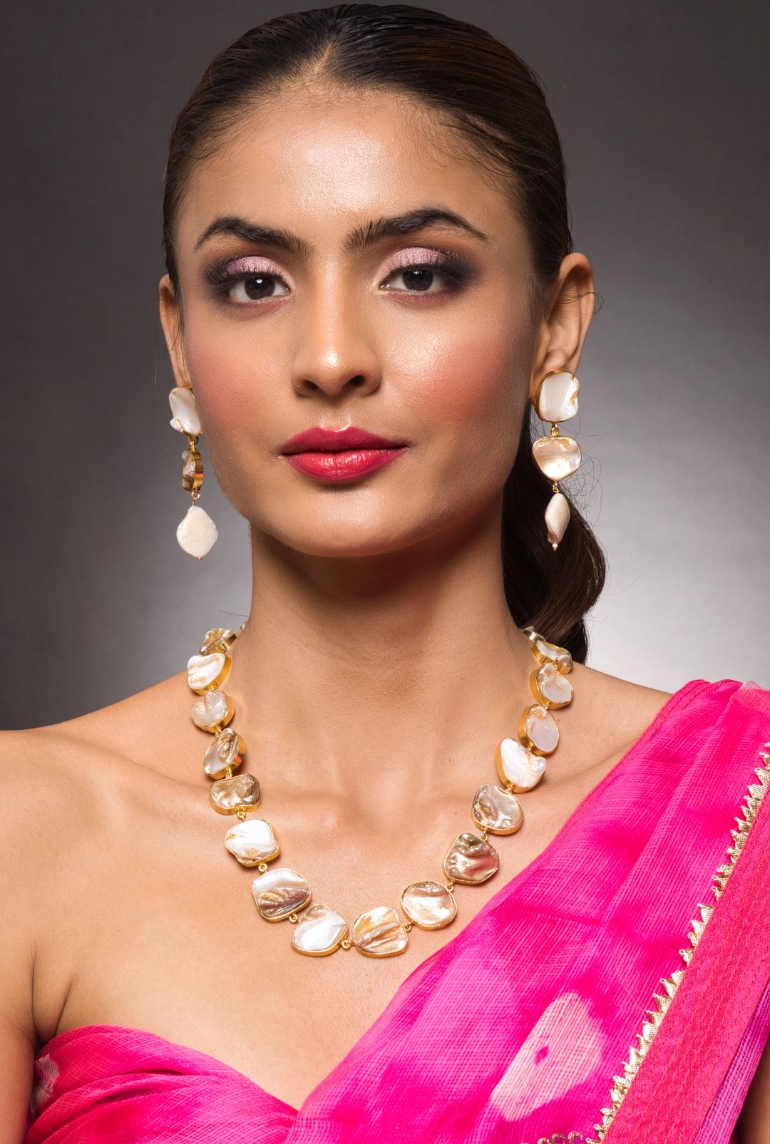 Hailey Baroque Pearl Necklace Set with Earrings - QUEENS JEWELS