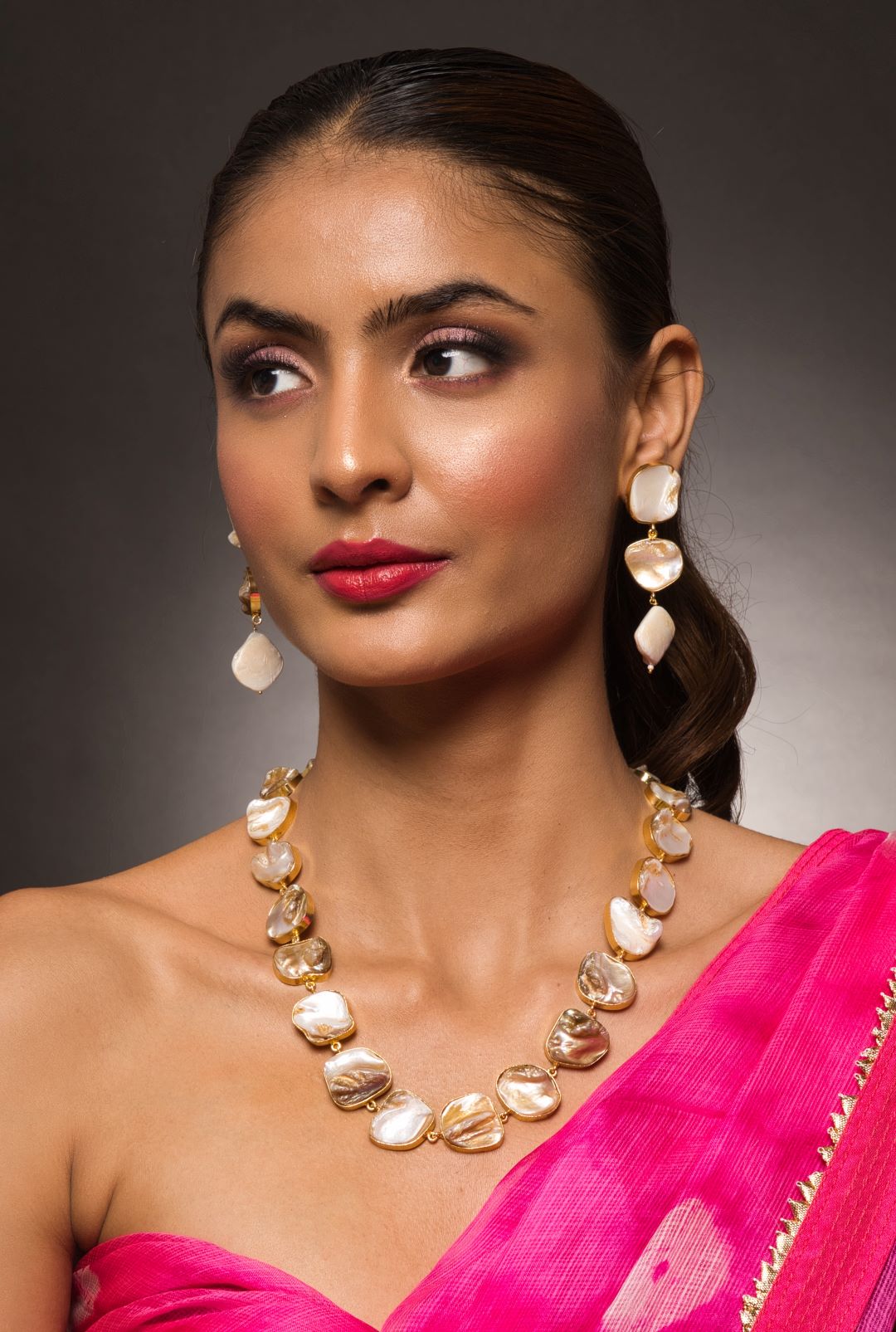 Hailey Baroque Pearl Necklace Set with Earrings - QUEENS JEWELS