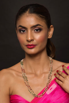 Multi Layered Designer Pearl String Necklace - QUEENS JEWELS 