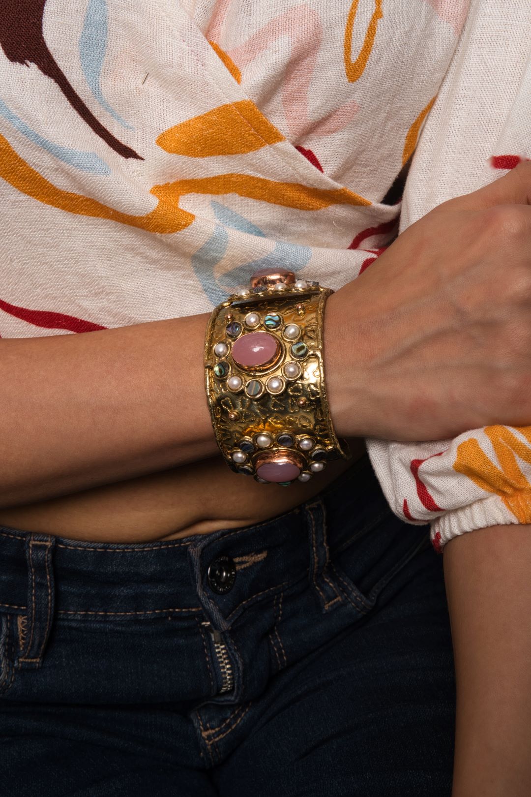 Erina Rose Quartz Gold Plated Bracelet - QUEENS JEWELS