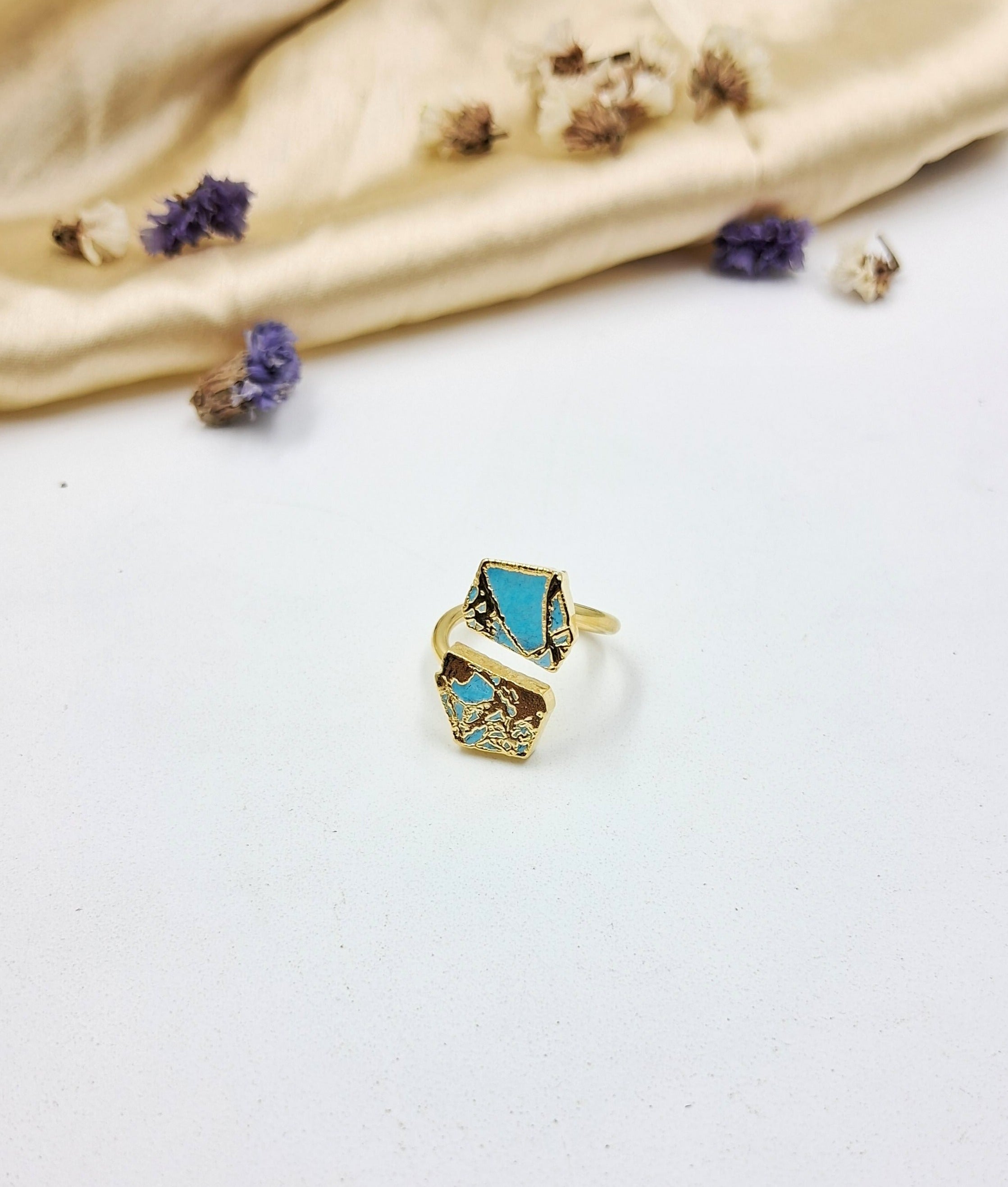 Mohave Two Stone Semi Precious Adjustable Ring - QUEENS JEWELS