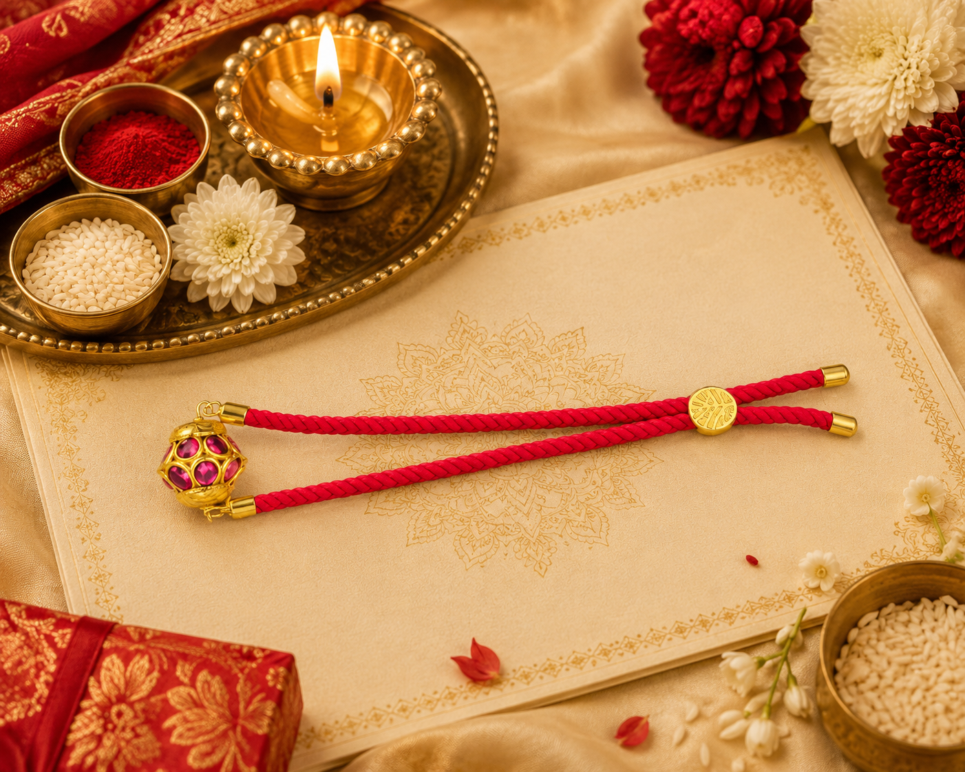 Red Kundan Charm Bracelet 