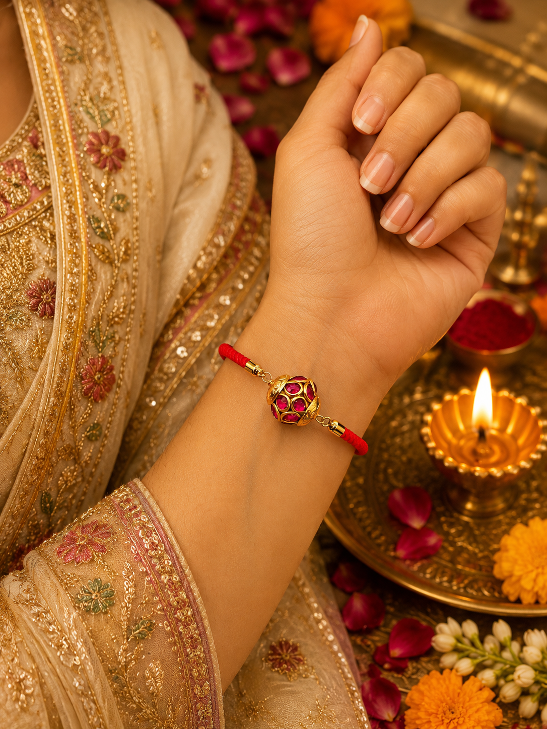 Red Kundan Charm Bracelet