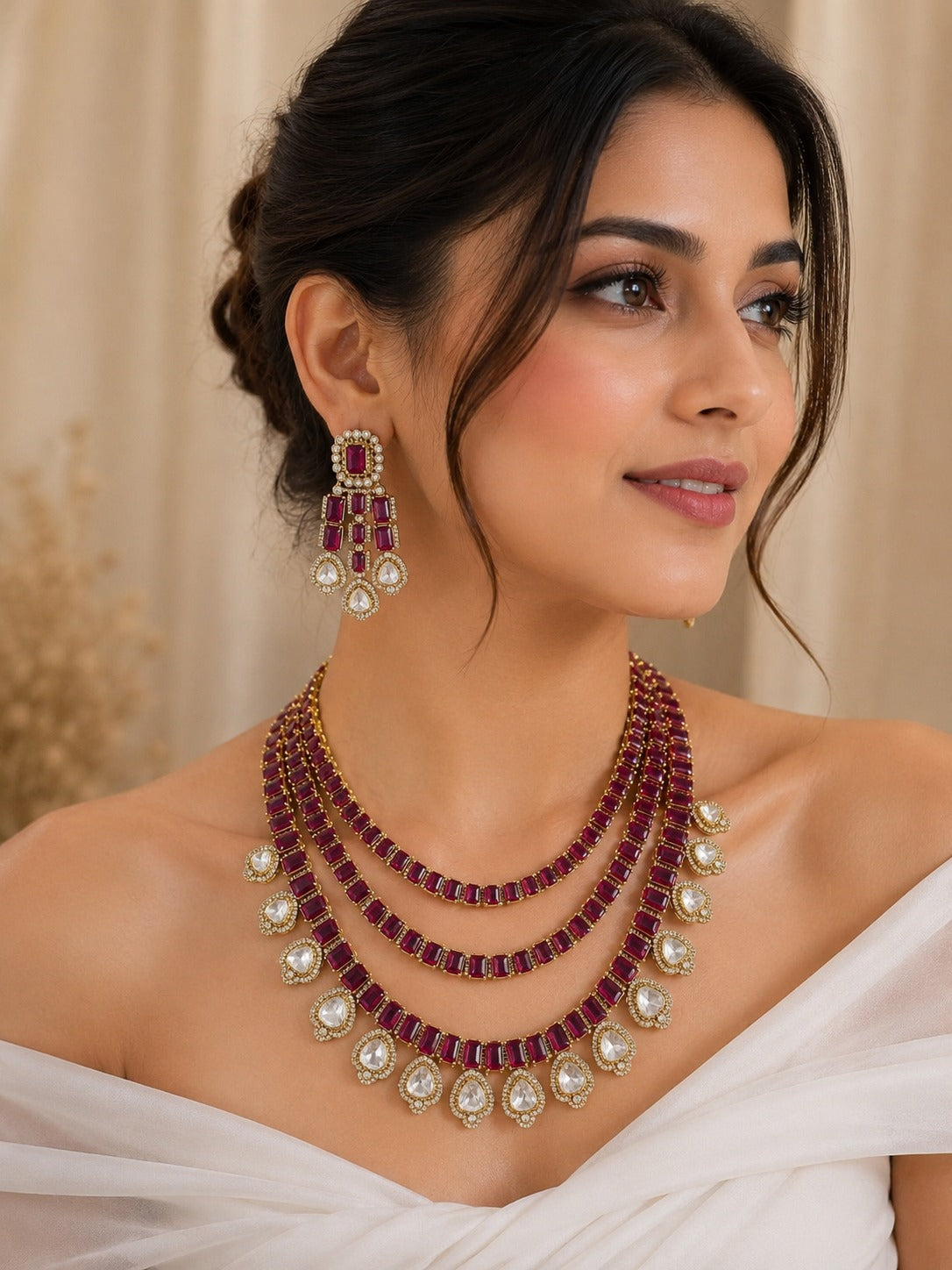 Red Kundan necklace set