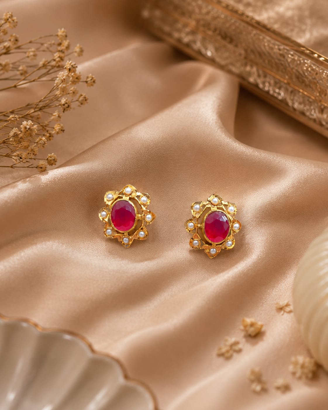 Jadau Mini Studs - White - QUEENS JEWELS 