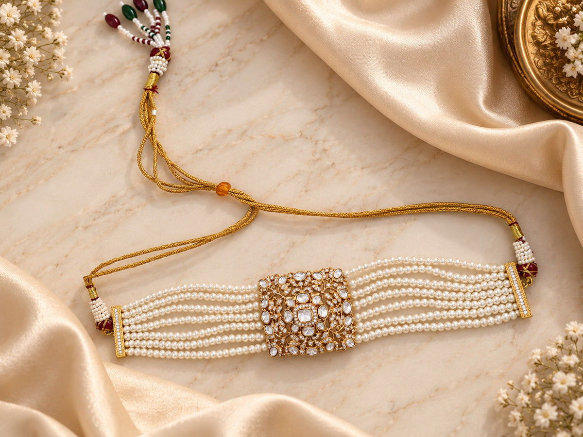 Royal Pearl Kundan Choker Set