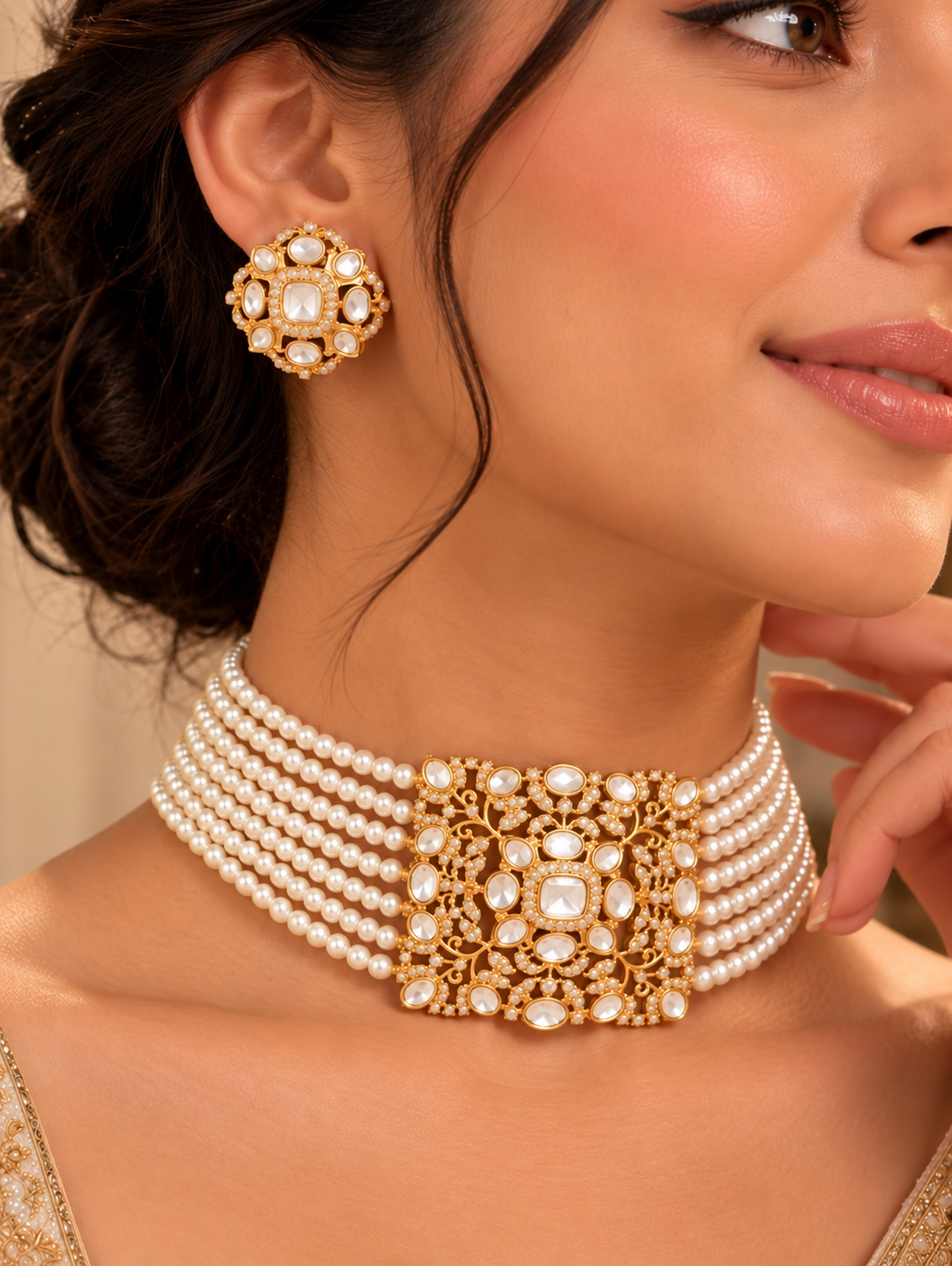 Royal Pearl Kundan Choker Set