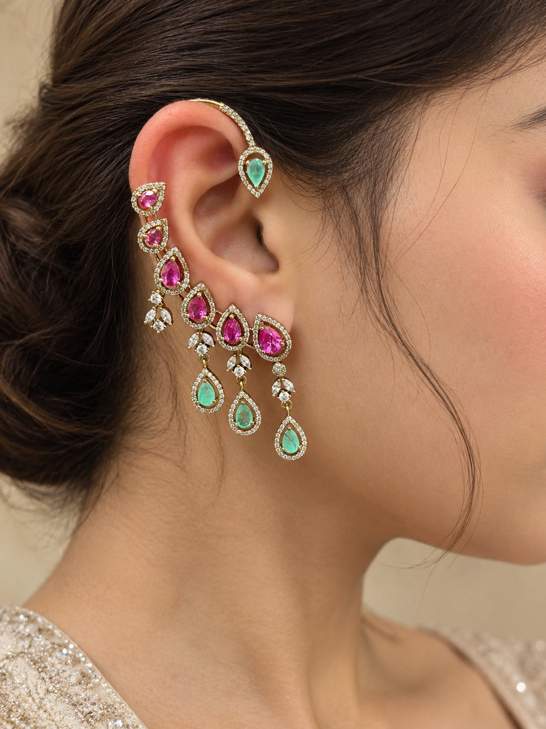 Ruby Radiance Ear Cuff 